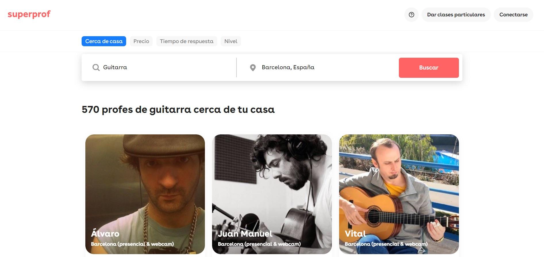 Página web de Superprof.