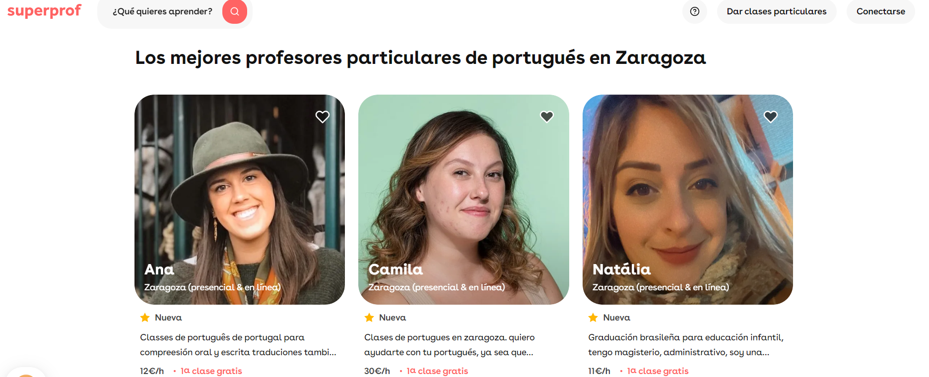 Web de Superprof Aragón