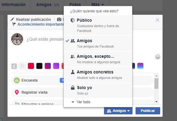 Opciones de privacidad de FAcebook