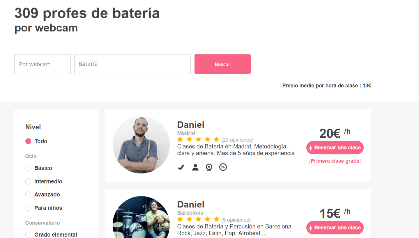 Profesores de batería