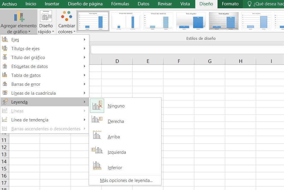 Configuración del gráfico en Excel