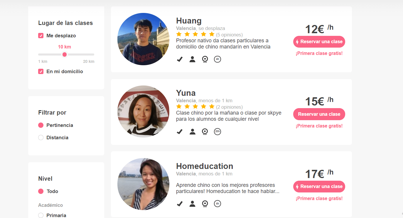 Plataformas de clases particulares de chino