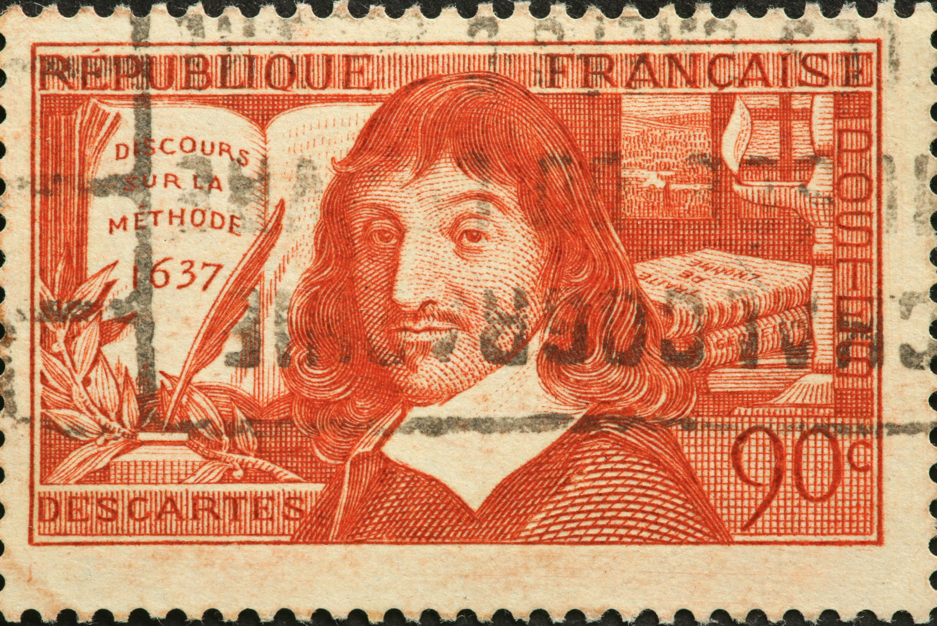 Sello postal de Descartes