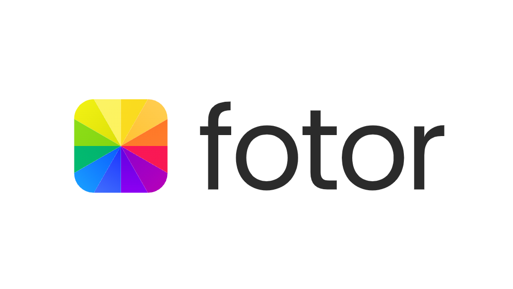 Logotipo de Fotor con un icono de gráfico circular de colores con segmentos del arcoíris a la izquierda, seguido de la palabra «fotor» en elegantes letras minúsculas negras.