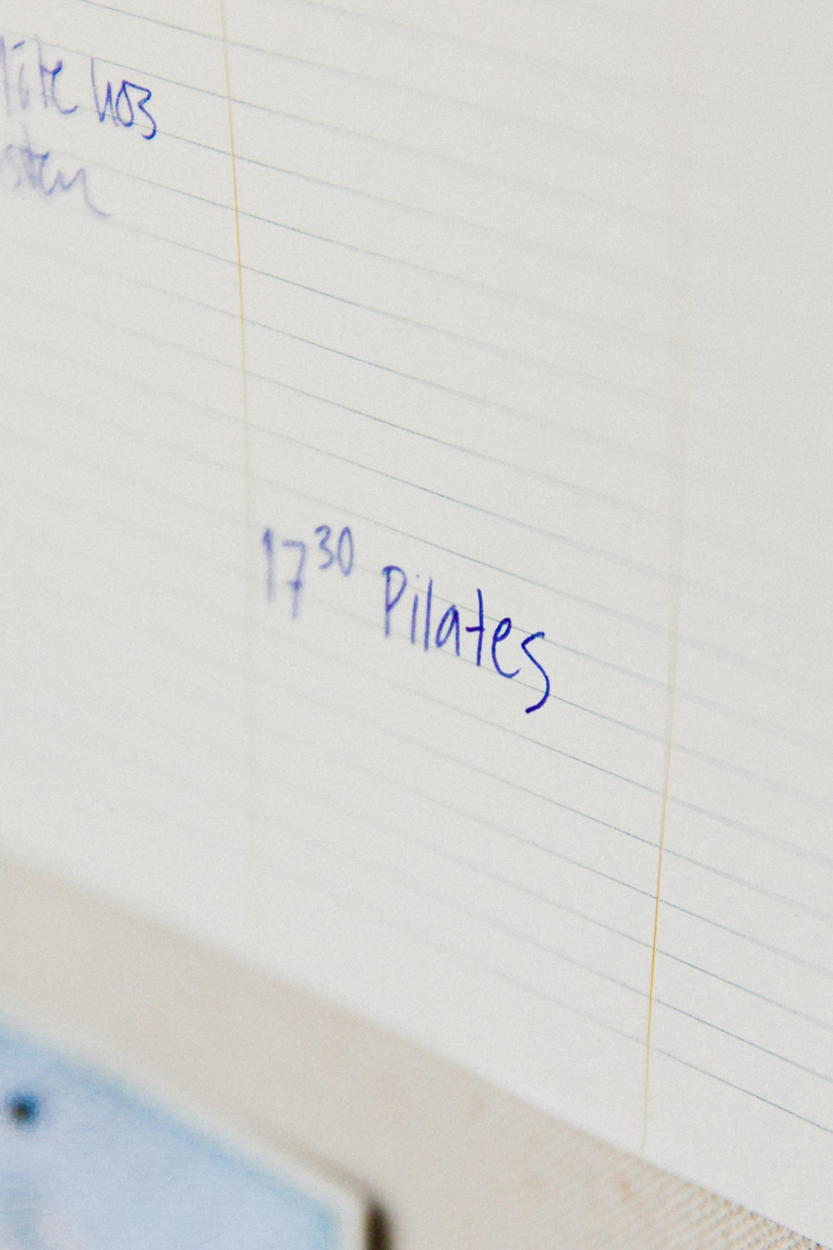 Agenda con pilates como actividad.