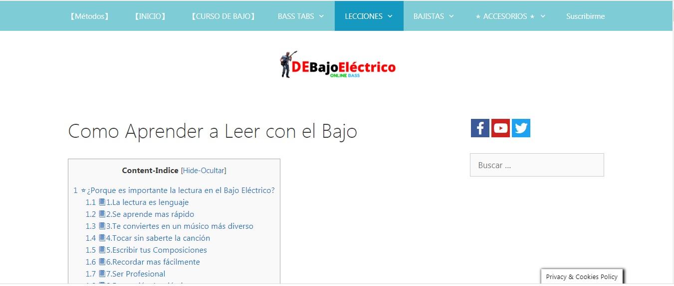 Web de compra de accesorios de música.