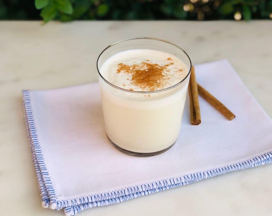 Leche rizada vegana.