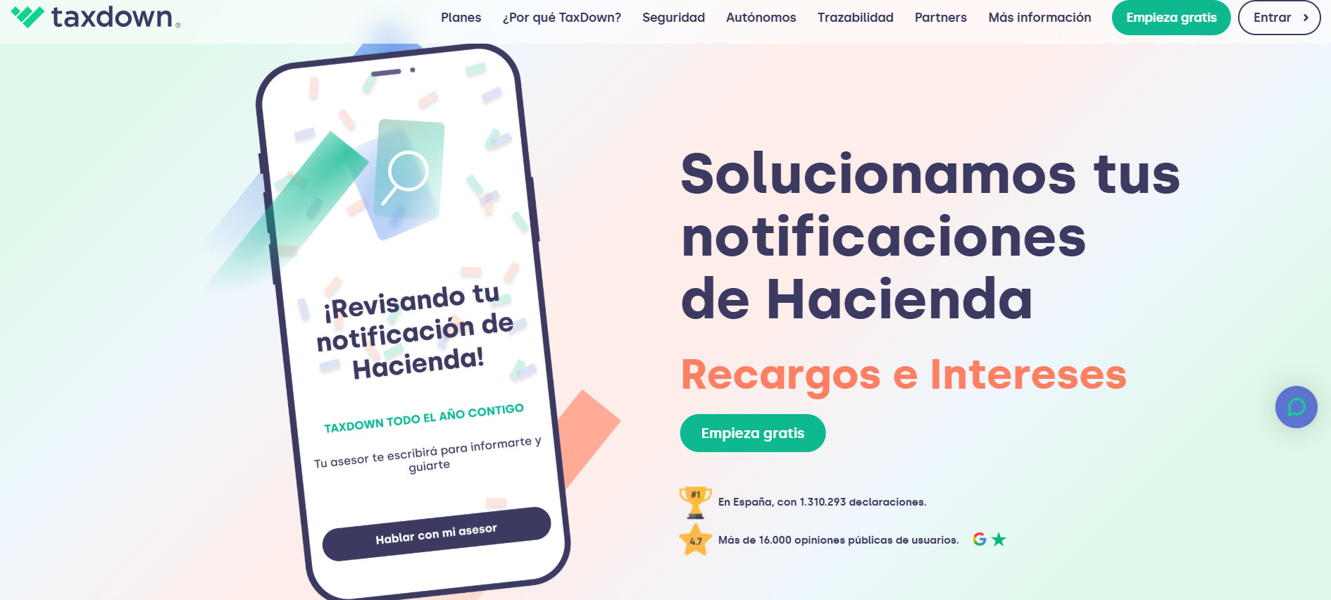 Página web de Taxdown