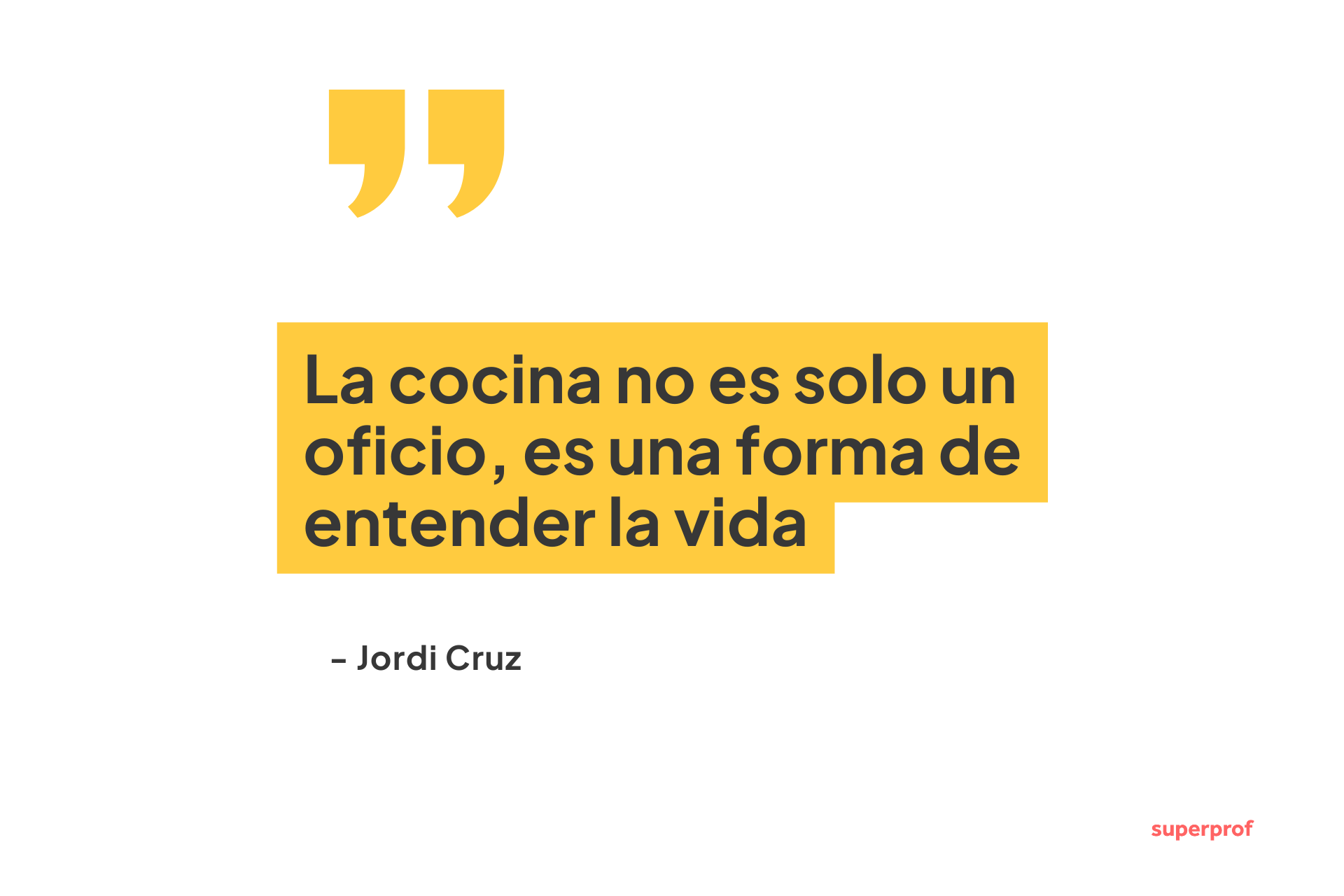 Cita de Jordi Cruz: «Cocinar no es solo un oficio, es una forma de entender la vida», sobre un fondo minimalista.