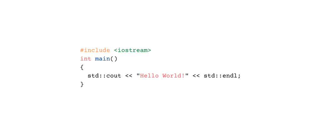 C++ code hello world