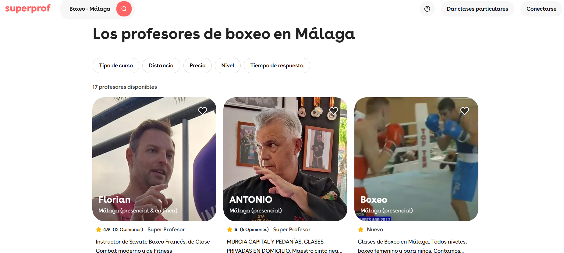 Web de la plataforma Superprof