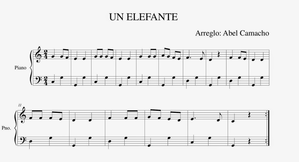 partitura para violin un elefante