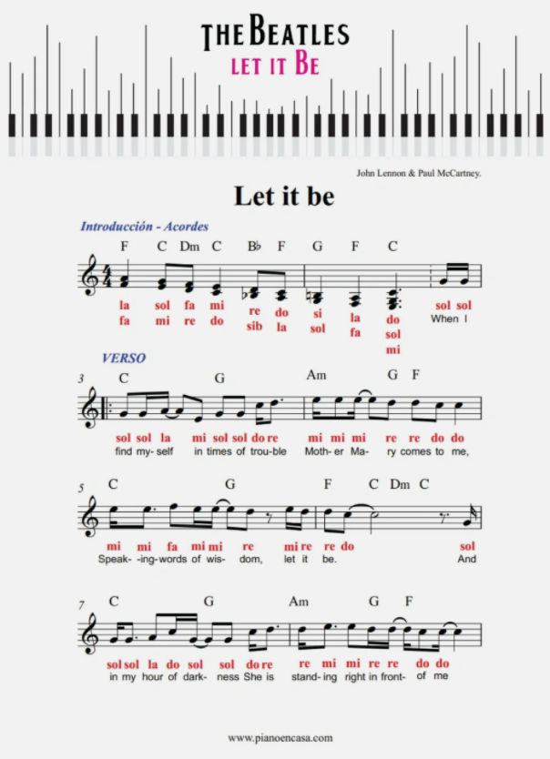 Partitura de Let It Be