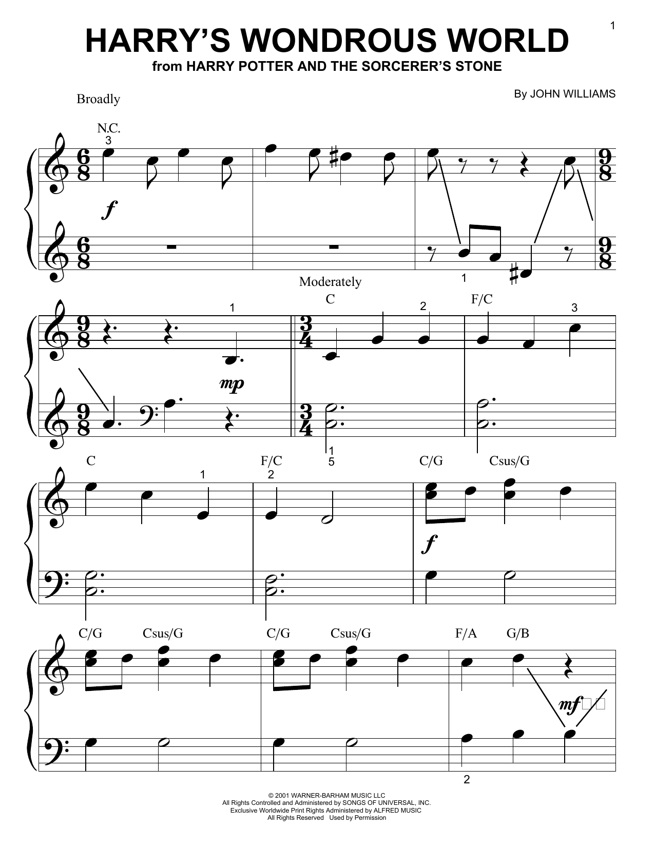 Partitura de canción de Harry Potter