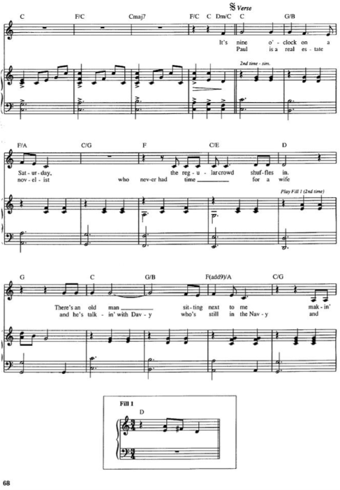 Partitura de Piano Man, segunda hoja