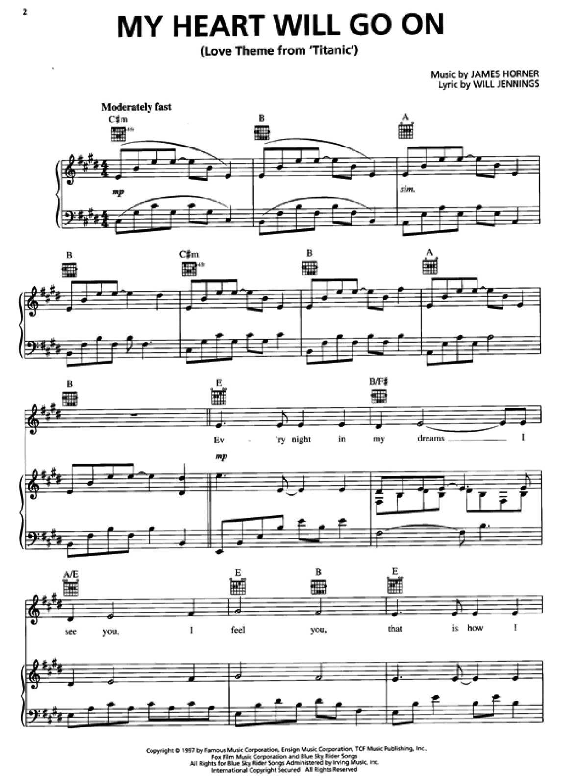 Partitura de Titanic