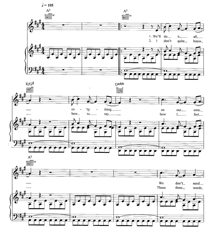 partitura de piano Chasing Cars de Snow Patrol