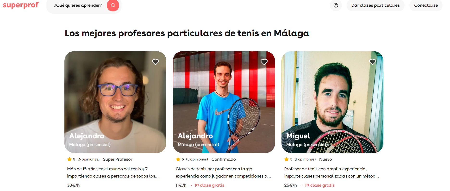 Profesores particulares de tenis