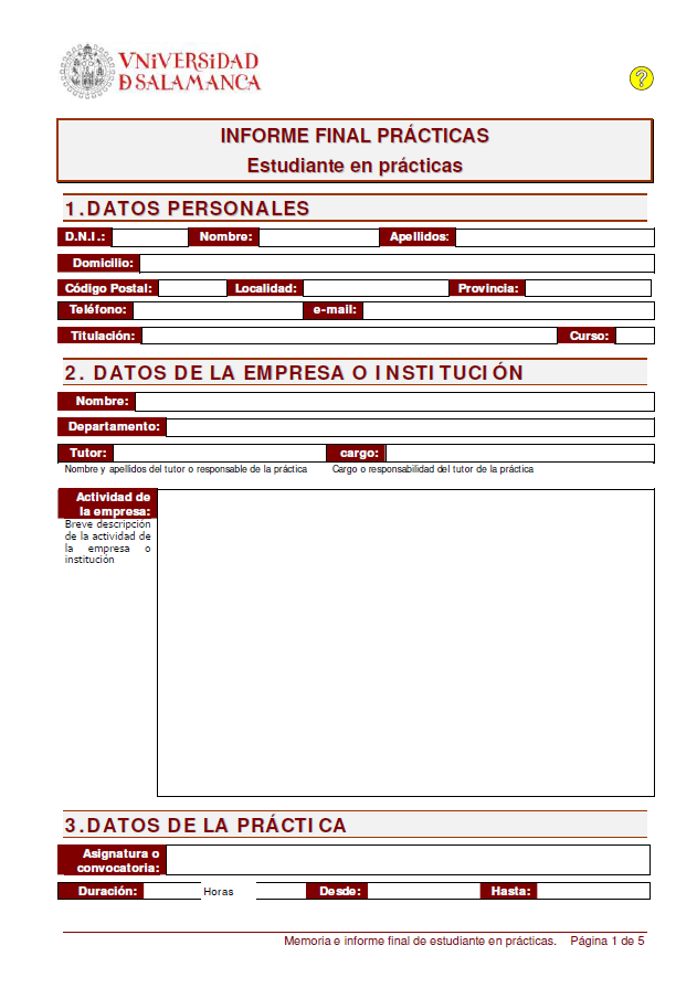Ejemplo de informe de prácticas