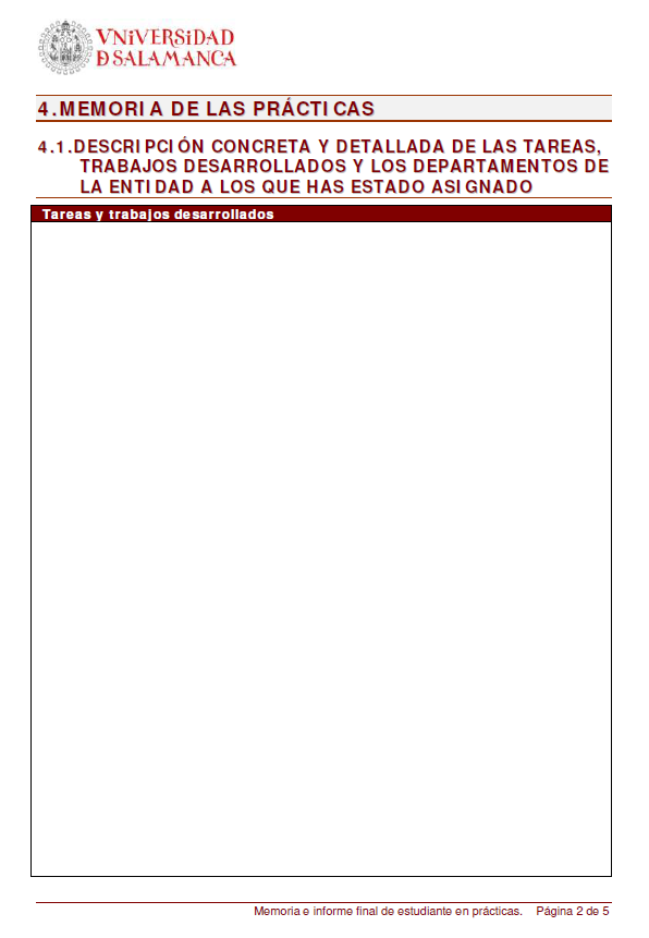 Ejemplo de informe de prácticas