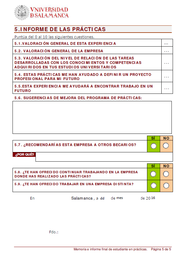 Ejemplo de informe de prácticas