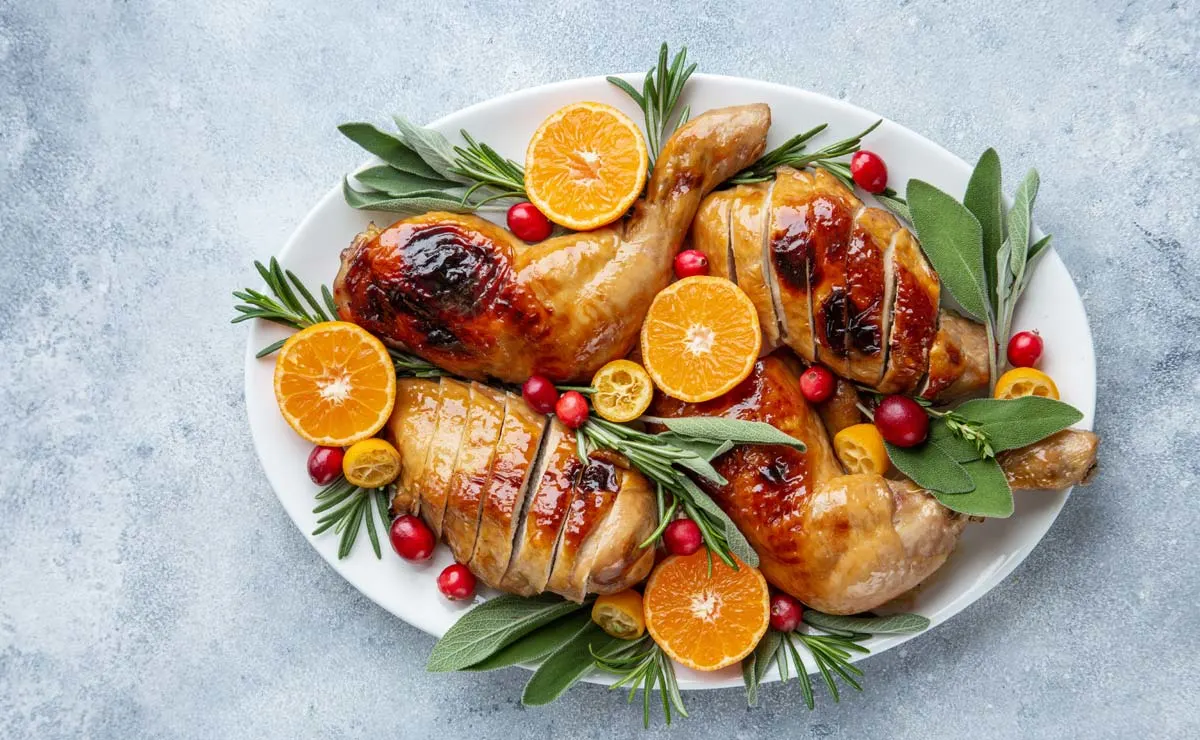 Pollo glaseado con mandarina