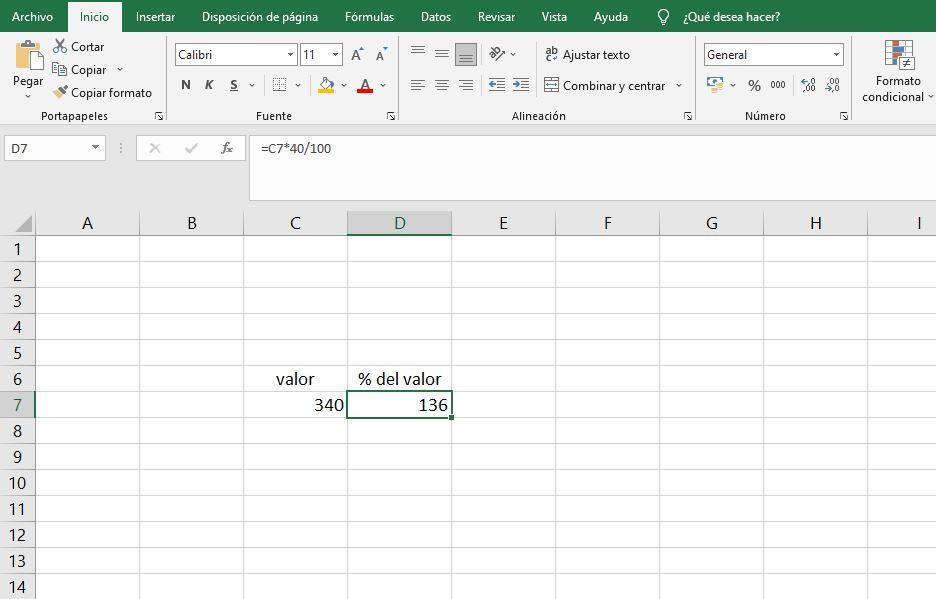 captura de pantalla calcular valor excel