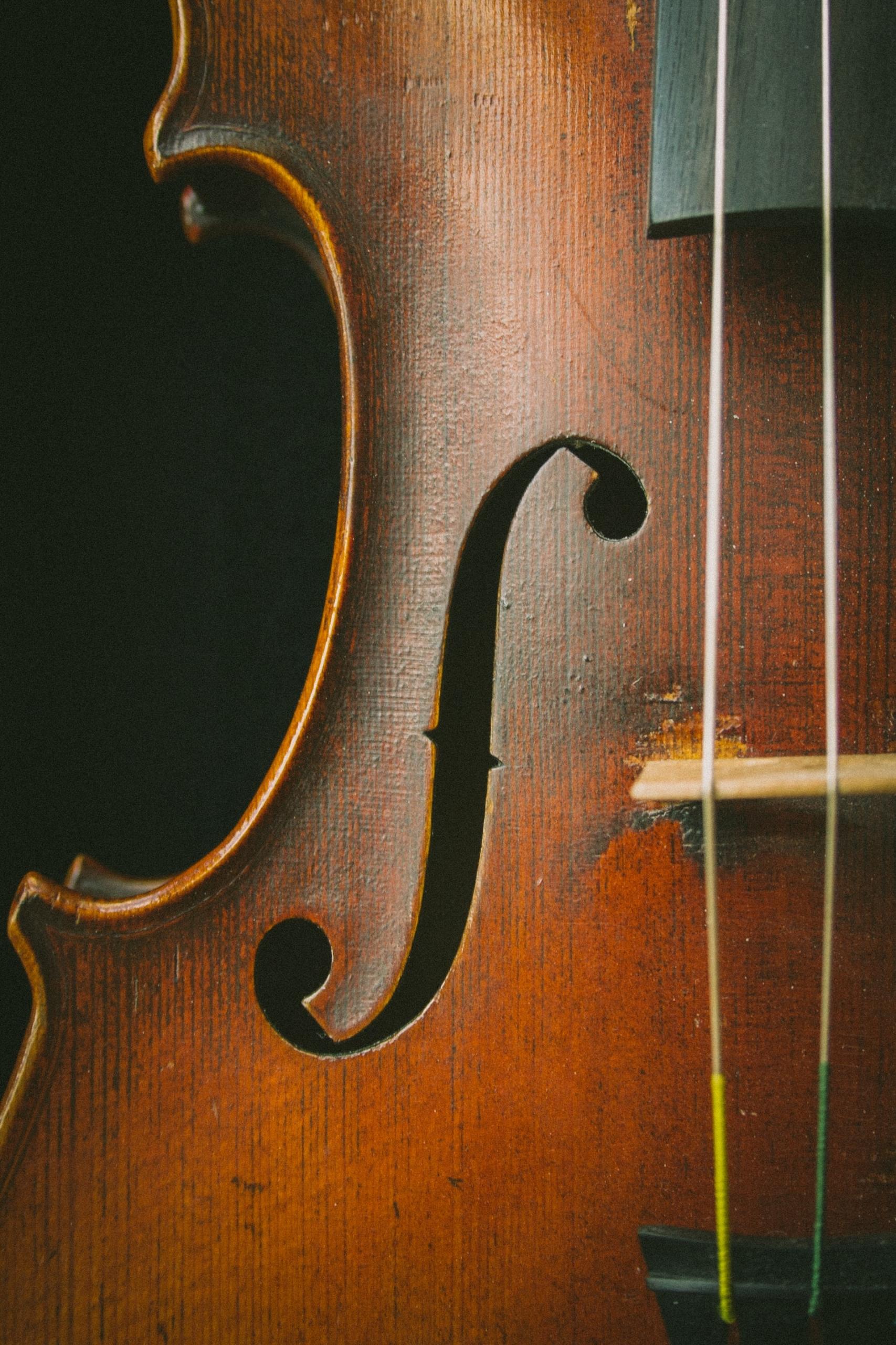 imagen en detalle de la madera del violín