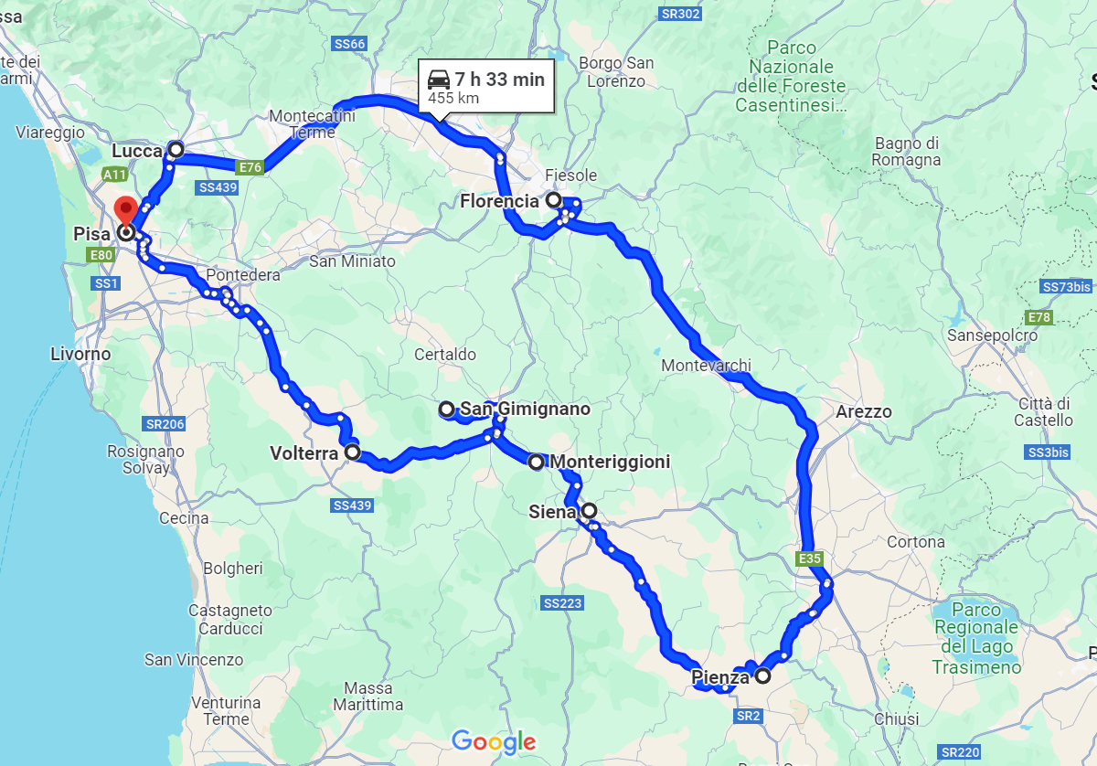 ruta en coche por la toscana pisa y florencia