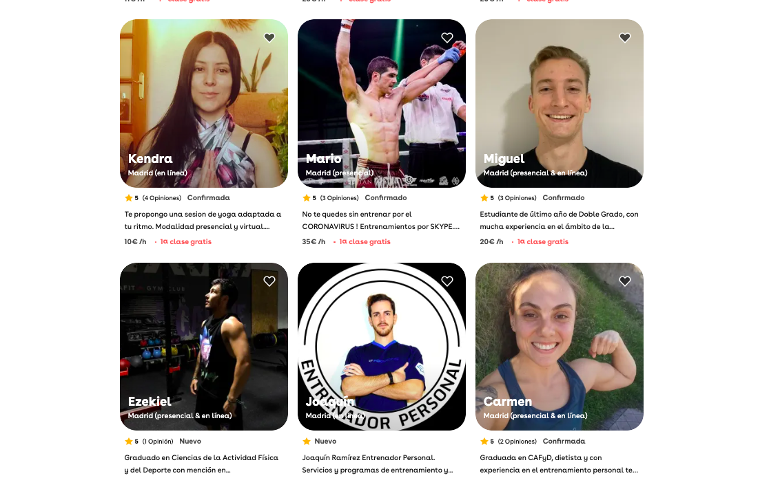 Algunos de los profesores de calistenia en Superprof.
