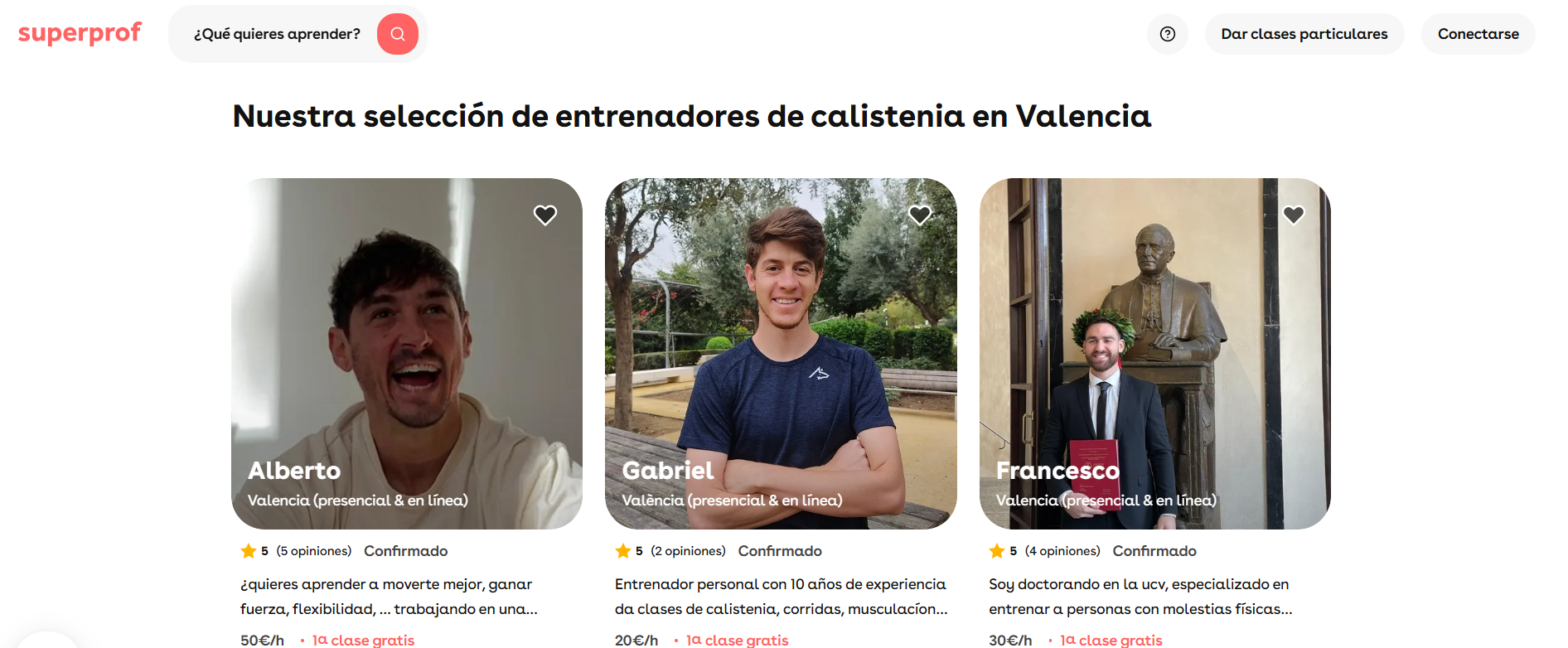 Profesores de calistenia de Superprof