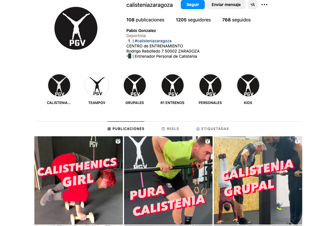 El profesor del centro de calistenia Team PGV es Pablo González.