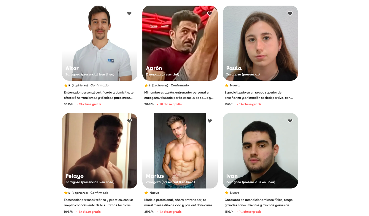 Hay 15 profesores de calistenia en Superof en Zaragoza.