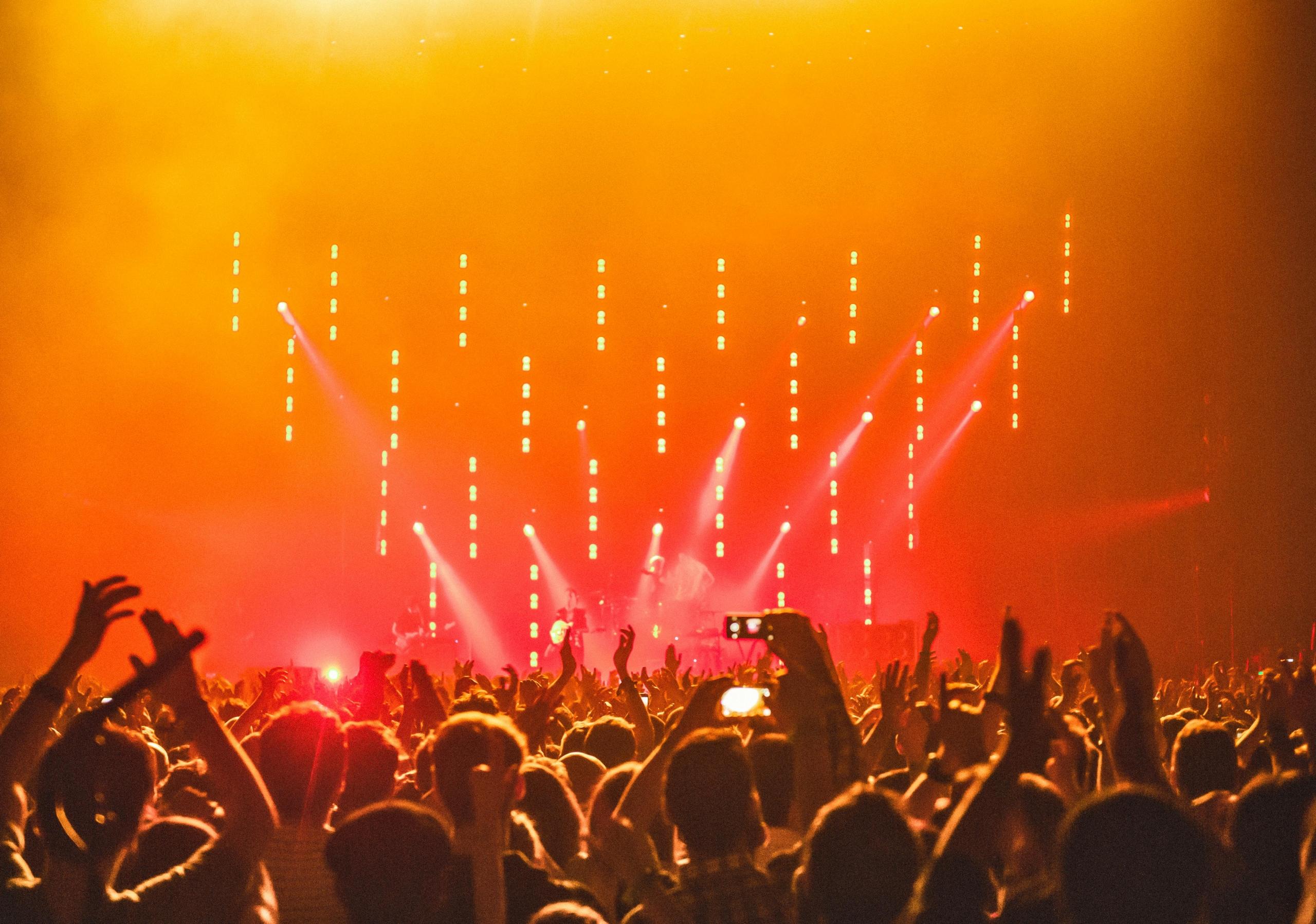 Luces de concierto y fans