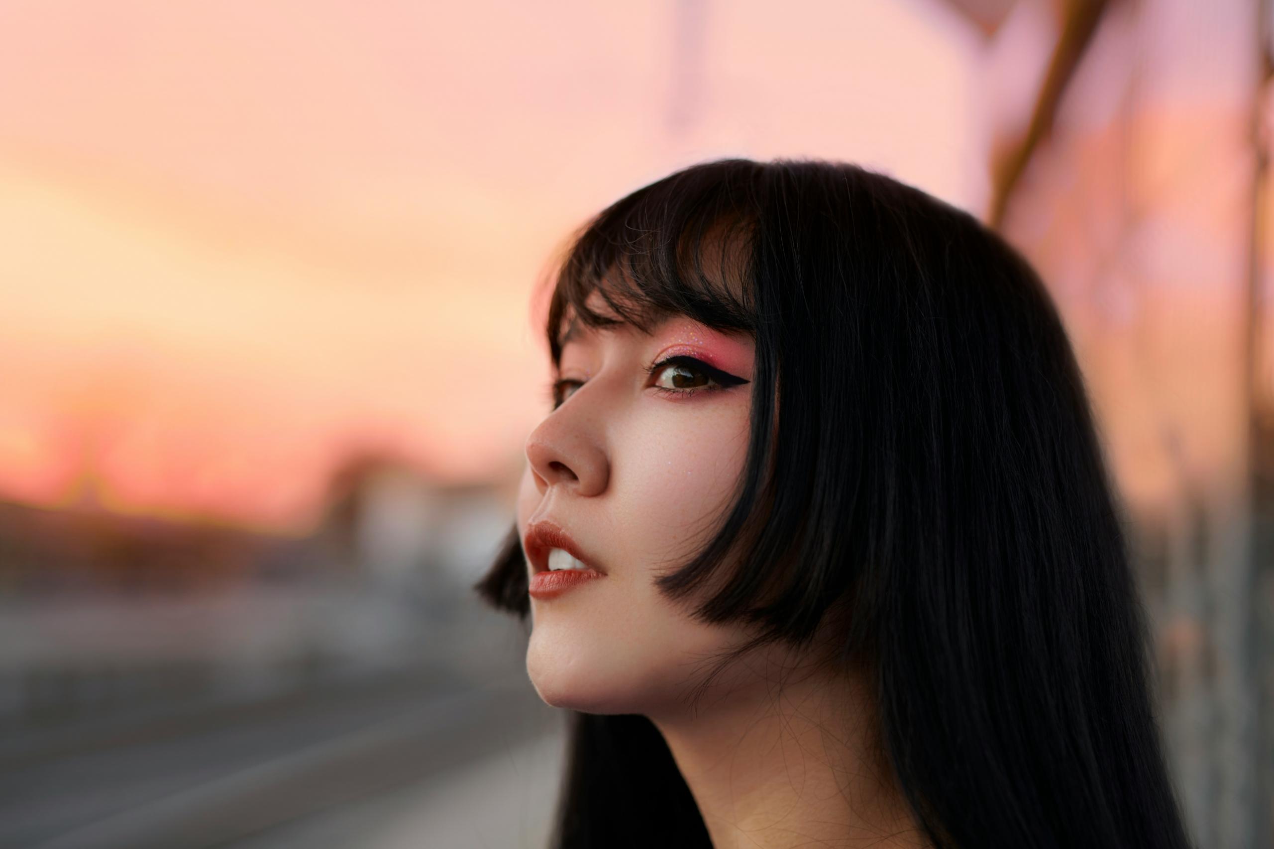 Coreana con maquillaje