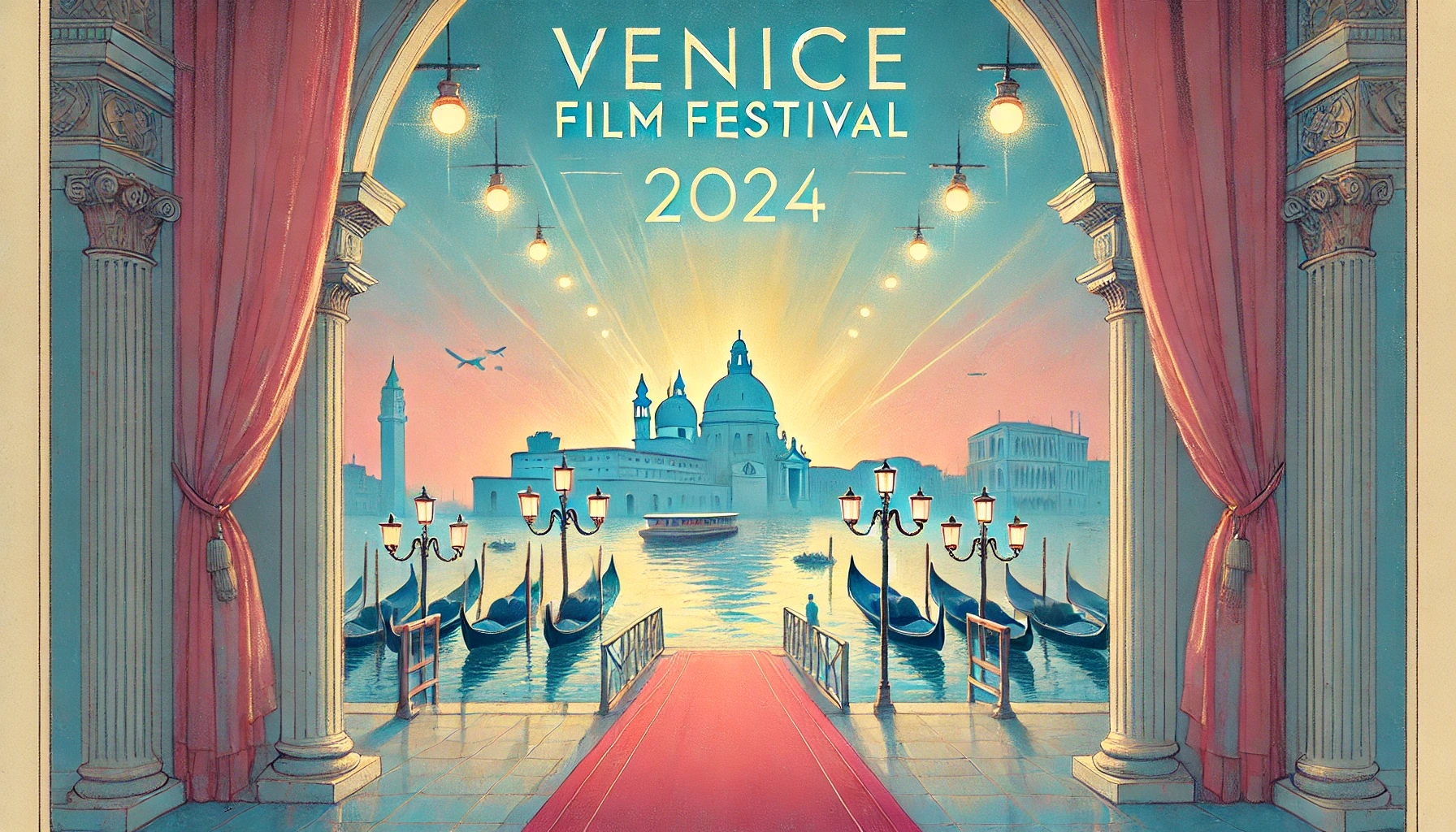ilustración de la ciudad de venecia afiche del festival.