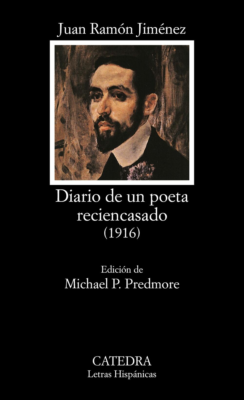 Portada de «Diario de un poeta reciéncasado», de Juan Ramón Jiménez, con un retrato formal de un hombre barbudo. El ambiente es contemplativo y artístico.