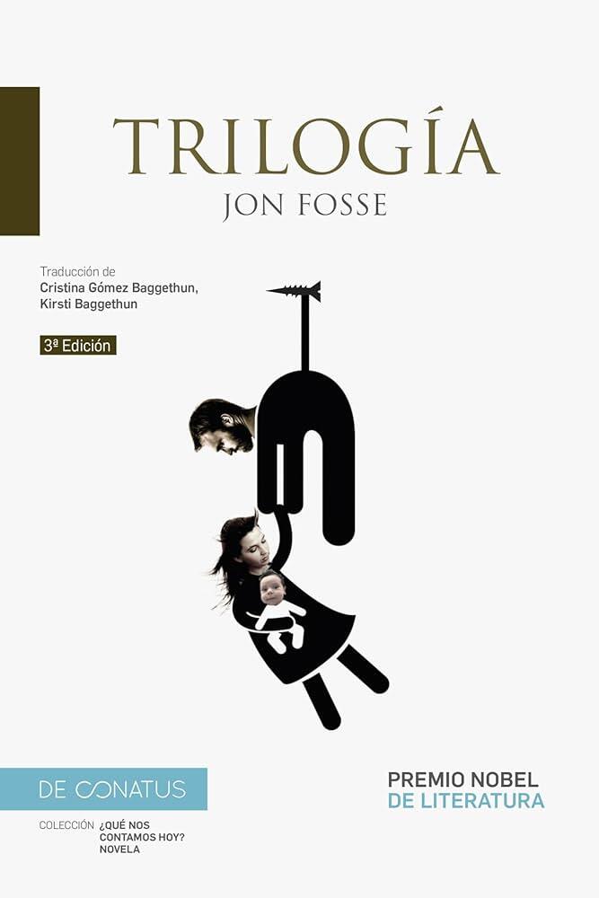 Portada de «Trilogía», de Jon Fosse, con un diseño minimalista que muestra la silueta estilizada de un hombre y una niña. 3.ª edición.
