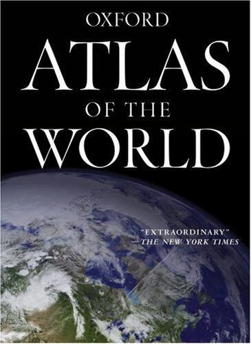 Portada del «Oxford Atlas of the World», en la que aparece una imagen de la Tierra desde el espacio y una cita de The New York Times.