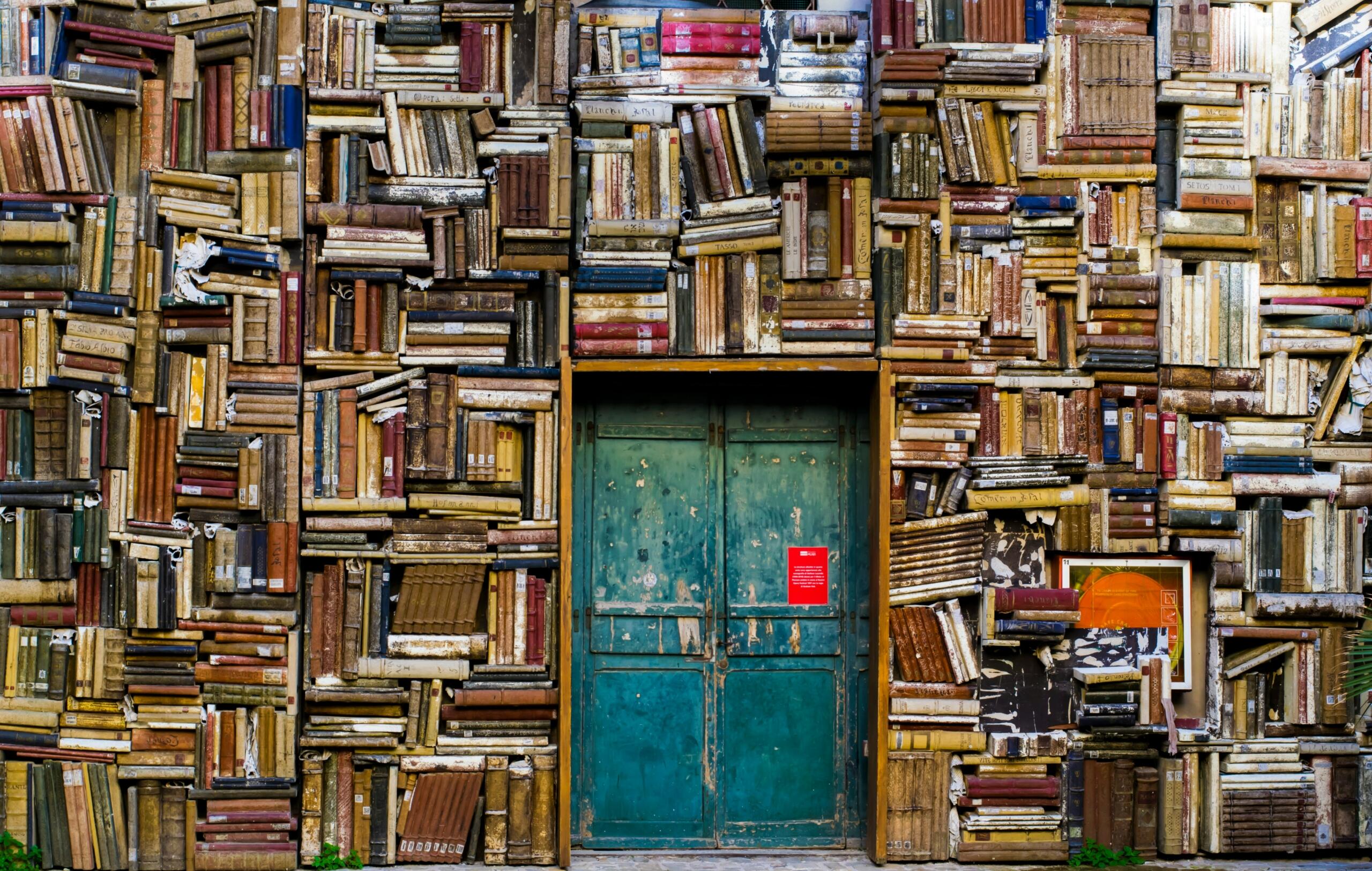 Una pared de libros oculta tras una puerta, creando un acceso secreto a un mundo literario.