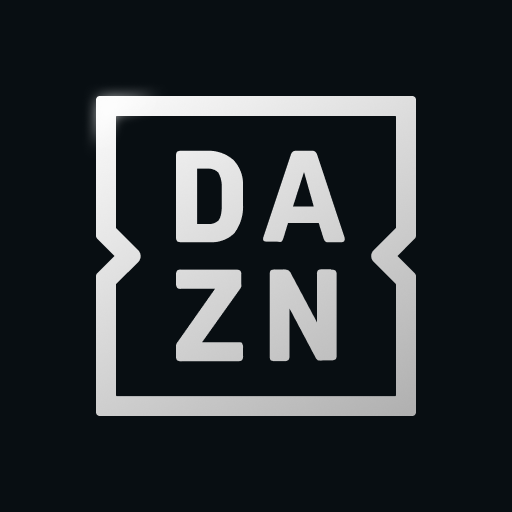 Un llamativo logotipo geométrico plateado sobre fondo oscuro forma la palabra «DAZN», con las letras superpuestas. El diseño es elegante y moderno, y transmite una sensación de tecnología de vanguardia.