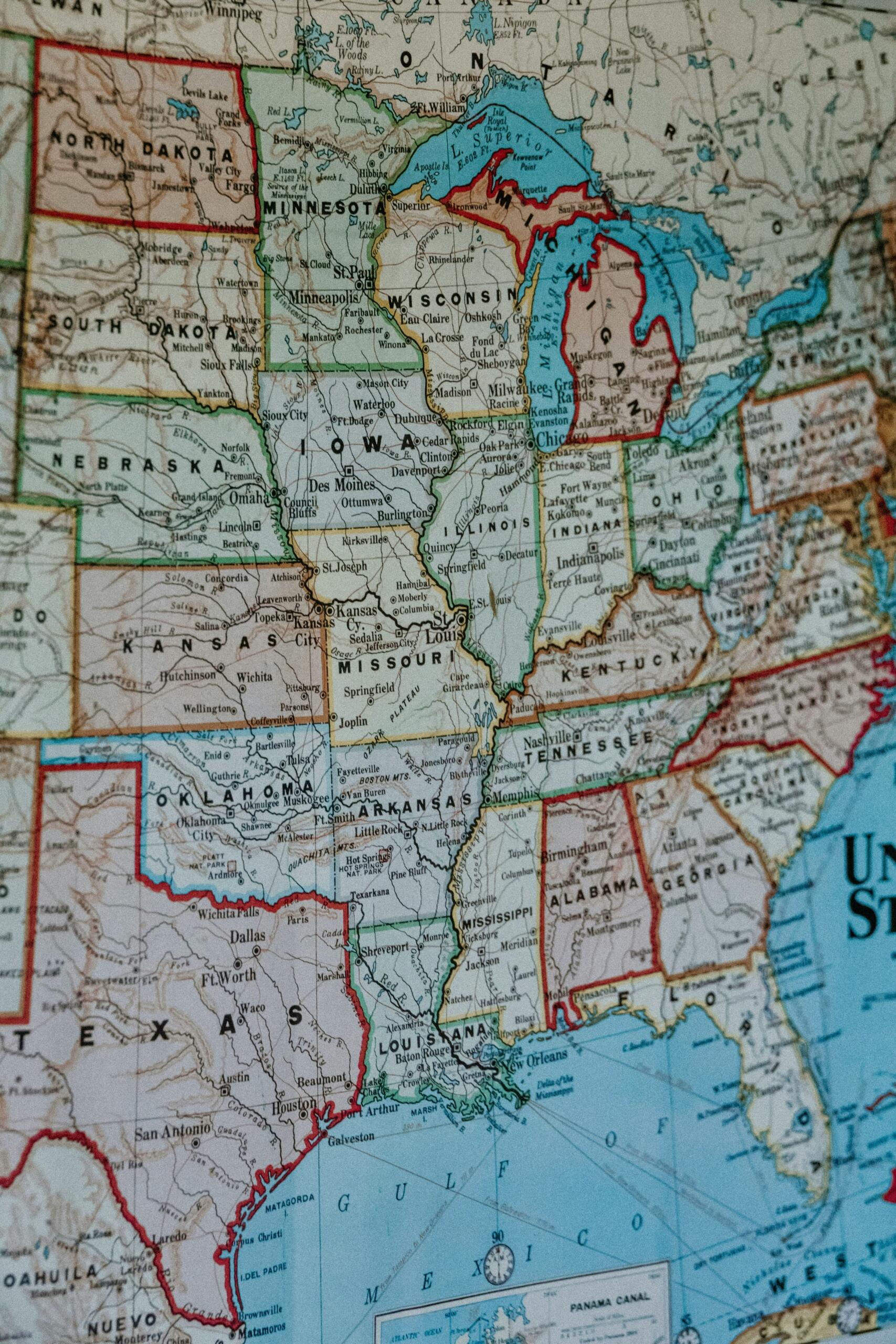 Close up de un mapa
