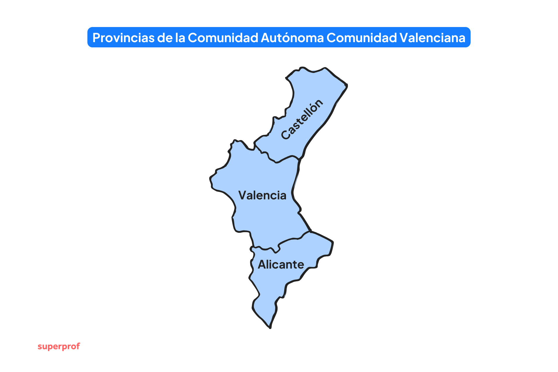 Mapa de la comunidad Valenciana, mostrando sus límites y provincias.