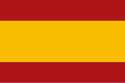 La imagen muestra una bandera tricolor horizontal de España con franjas rojas en la parte superior e inferior, y una franja amarilla más ancha en el centro. El diseño es llamativo y simétrico.