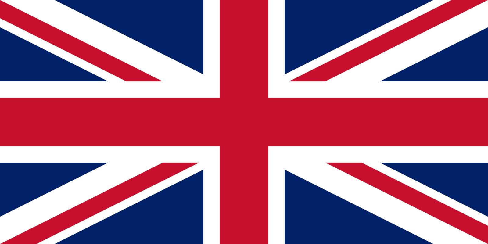 La imagen muestra la Union Jack, la bandera nacional del Reino Unido, que presenta un diseño en rojo, blanco y azul con cruces superpuestas sobre un fondo azul.