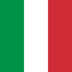 La imagen muestra la bandera de Italia, compuesta por tres franjas verticales de color verde, blanco y rojo, de izquierda a derecha.