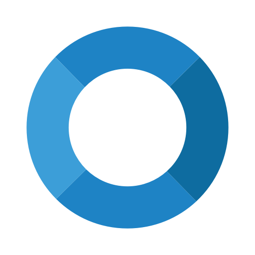 Logotipo circular con degradado azul sobre fondo negro, en el que se aprecian múltiples tonos que van del azul oscuro al azul claro, formando un círculo sin fisuras. Diseño moderno y limpio.