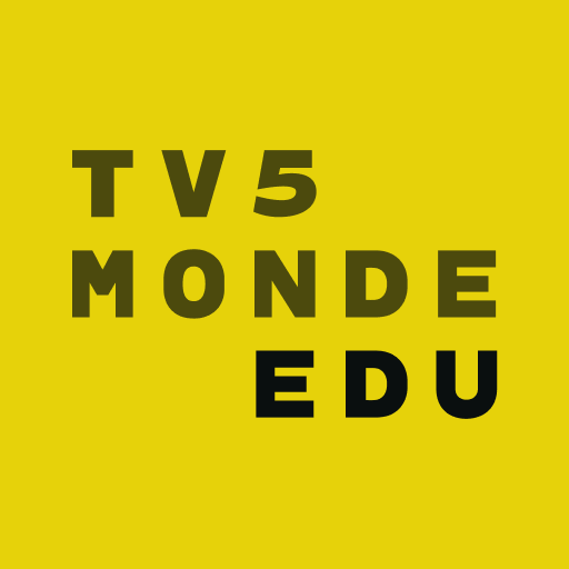 Fondo amarillo con texto en negrita y color negro que reza «TV5 MONDE EDU», distribuido en tres líneas. Diseño sencillo y moderno.