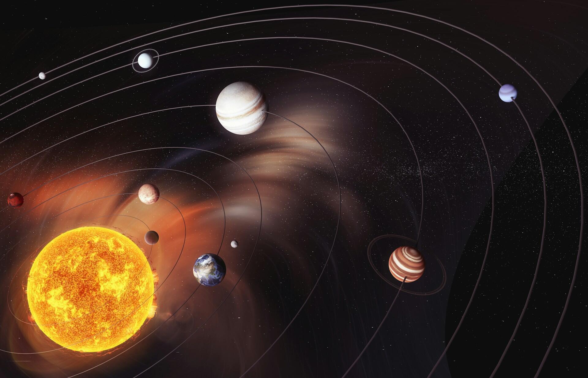 Gráfico que muestra el Sistema Solar.