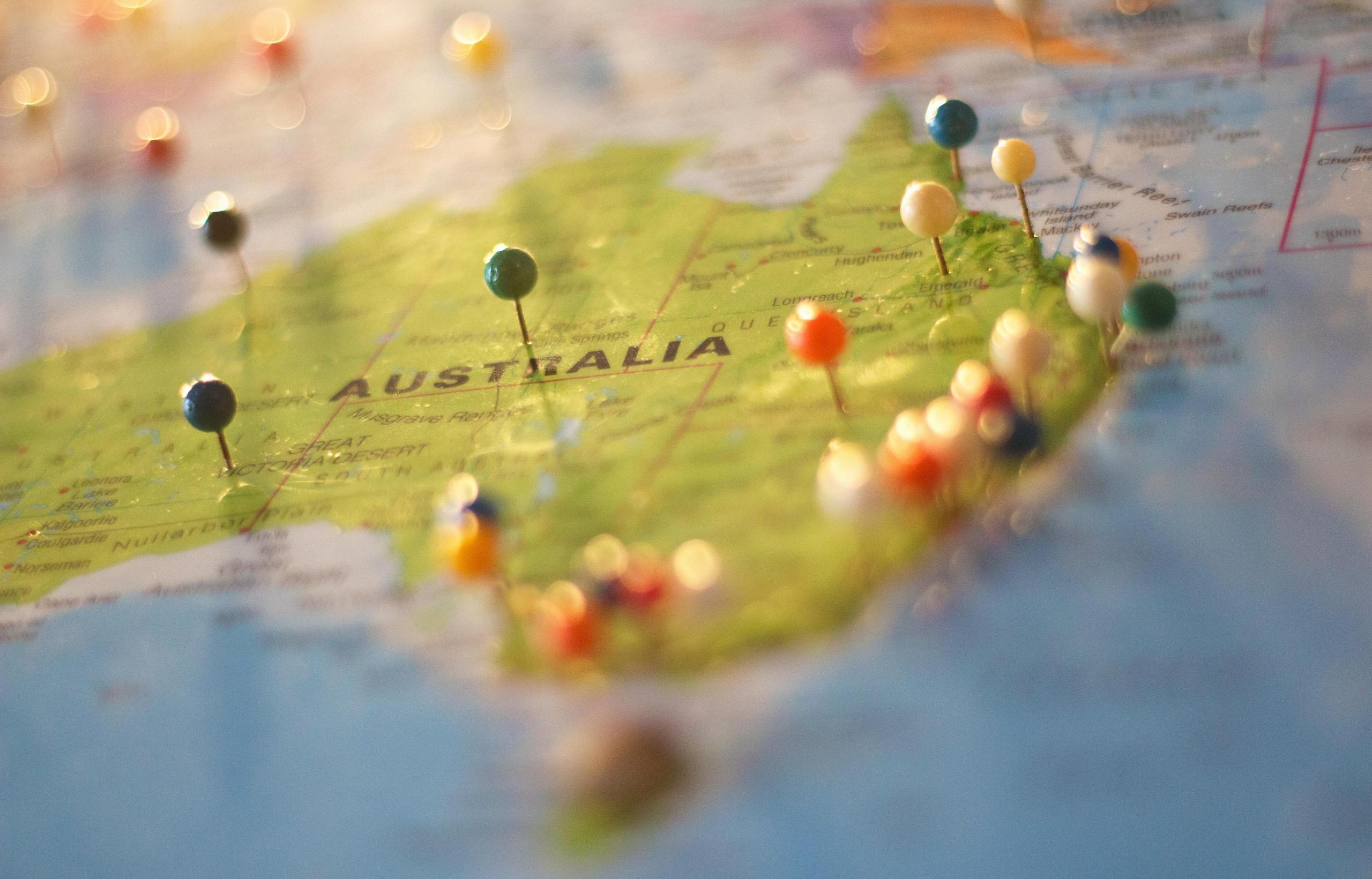 Australia maailman kartalla.
